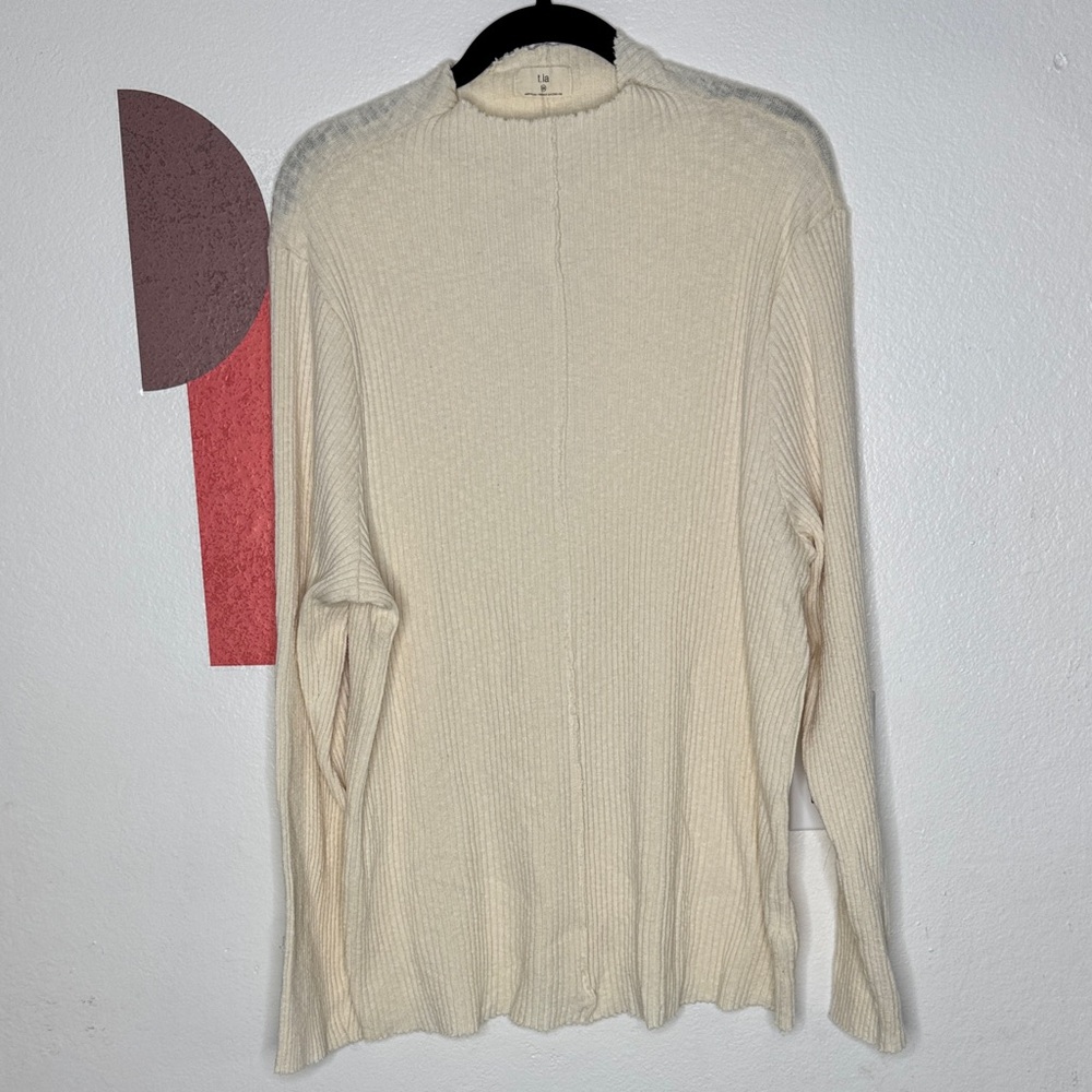 NWT Anthropologie T.La Ivory Ribbed Knit Sweater blouse 3X